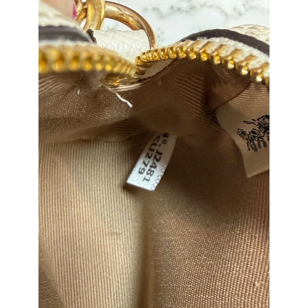 Coach Micro Rowan White Pebbled Leather Mini Satchel Bag Charm CU279 Gold